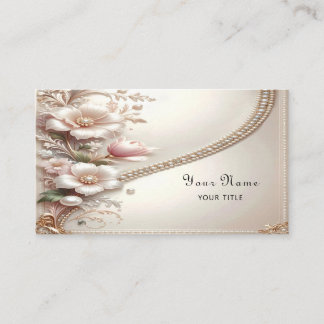 Cartão De Visita Floral and Pearl Embellishments Business Card