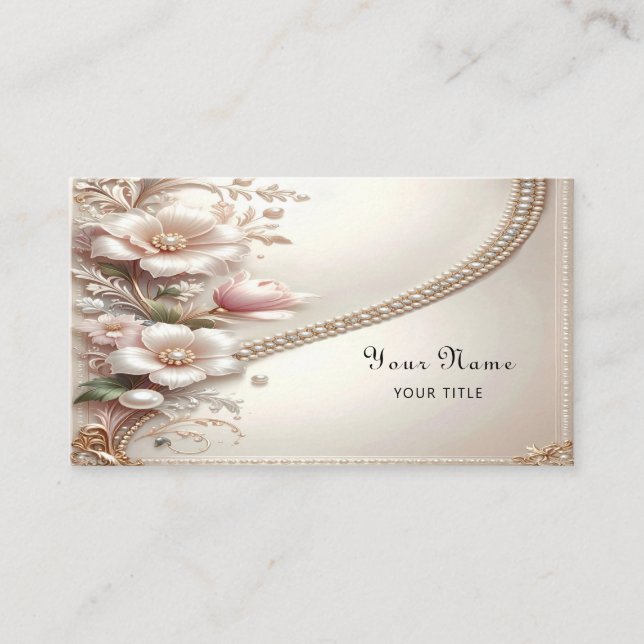Cartão De Visita Floral and Pearl Embellishments Business Card (Frente)