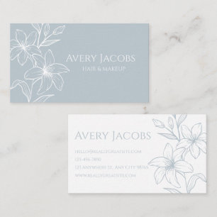 Cartão De Visita Floral Blue Boho Moderno Uniforme