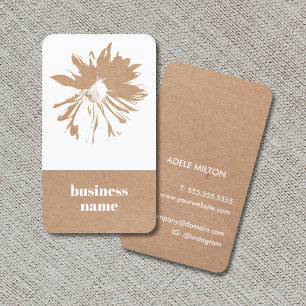 Cartão De Visita Floral Branco Kraft Impresso Elegante