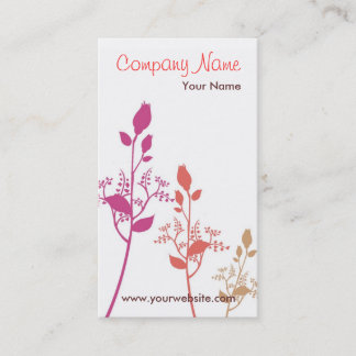 Cartão de visita floral (branco/rosa)