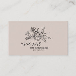 Cartão de visita Floral Cor-de-Rosa Moderno