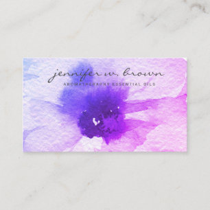 Cartão De Visita Floral de aguarela rosa roxo Personalizado