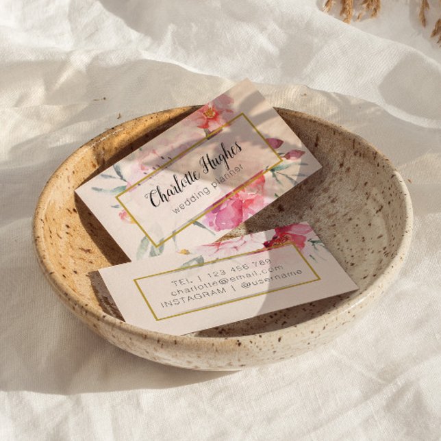 Cartão de visita floral de aquarela elegante (Criador carregado)