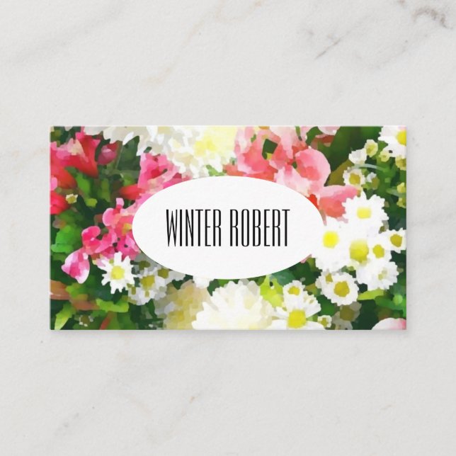 Cartão De Visita Floral de aquarela elegante (Frente)