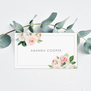 Cartão De Visita Floral de Cor D'Água Rosa