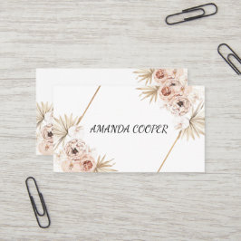 Cartão De Visita Floral de Cor de Água Feminina Rosa Esbranquiçada