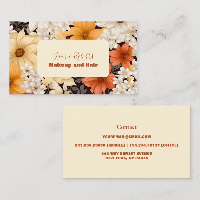 Cartão De Visita Floral de Flores Selvagens Modernas (Frente/Verso)