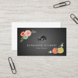 Cartão de visita floral de PianoTeacher do quadro