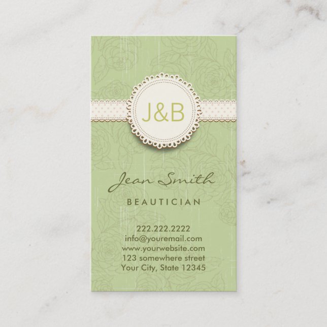 Cartão de visita floral do Beautician do laço do (Frente)