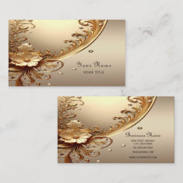 Cartão de Visita Floral Dourado Ornamentado
