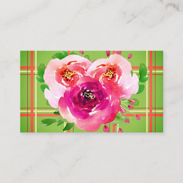 Cartão De Visita Floral e Xadrez (Frente)