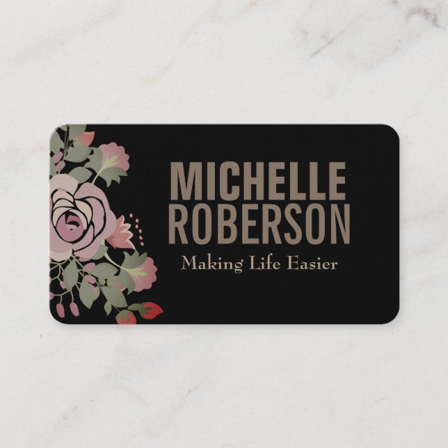 Cartão De Visita Floral elegante (Frente)