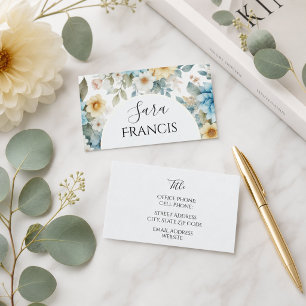 Cartão de Visita Floral Elegante, 3,5" x 2,0"