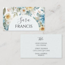 Cartão de Visita Floral Elegante, 3,5" x 2,0"
