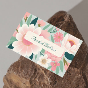 Cartão de visita Floral Elegante com Código QR D