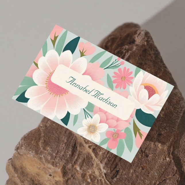 Cartão de visita Floral Elegante com Código QR | D (best business card online design template minimal attractive stunning floral trending modern design)