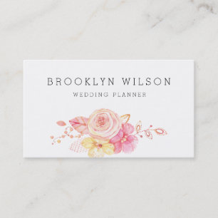 Cartão De Visita Floral Elegante Com Planner De Casamento De Pérola