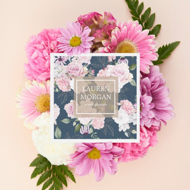 cartão de visita floral elegante de rosa jardim (Criador carregado)