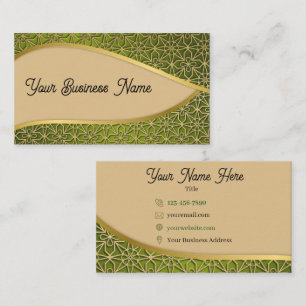 Cartão de Visita Floral Elegante em Verde Oliva e