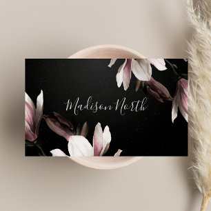 Cartão De Visita Floral Elegante Girly Professional Black & Purple