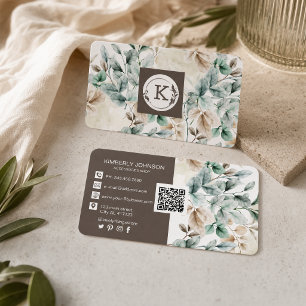 Cartão de Visita floral em aquarela elegante