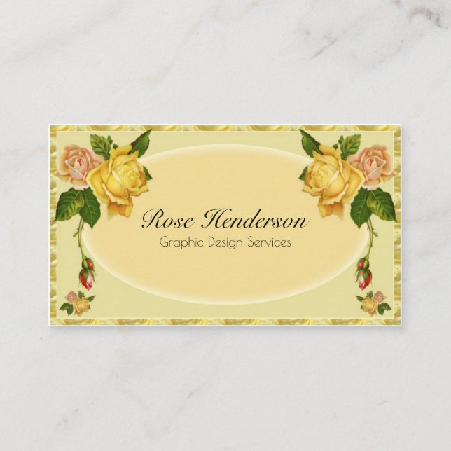 Cartão De Visita Floral feminino bonito dos rosas amarelos do (Frente)