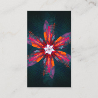 Cartão De Visita Floral Flores de Mandala Laranja Vermelho Abstrato