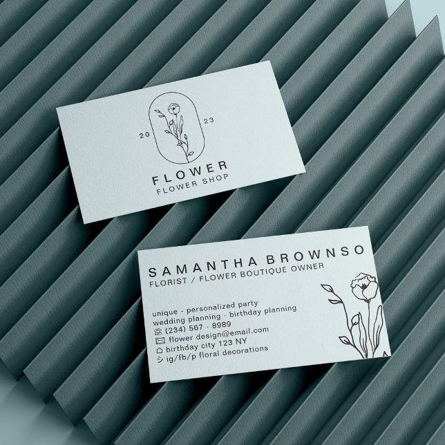 Cartão De Visita Floral Florista de Flor Menina Molho Azul (Criador carregado)