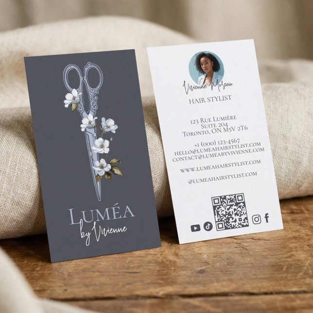 Cartão De Visita Floral Hair Dresser Stylist Beauty Salon Photo (Floral Hair Dresser Stylist Beauty Salon Photo Business Card)