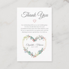 Cartão De Visita Floral Heart in Pink with Thanks