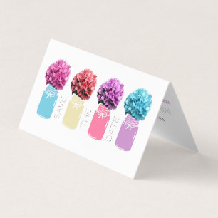 Cartão De Visita Floral Hydrangea Mason Jars Salve A Placa Date