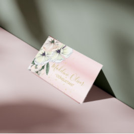 Cartão De Visita Floral Magnolia Moderna Na moda Dourada