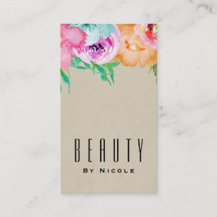 Cartão De Visita Floral Marrom Moderno Brilhante Kraft Glam Chic Co