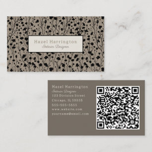 Cartão de visita Floral Moderno, bege preto elegan