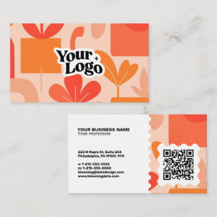 Cartão de Visita Floral Moderno – Código Qr e logo