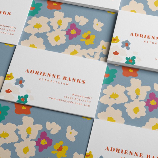 Cartão de visita Floral Moderno Colorida (modern abstract floral and clean typography business card for women)