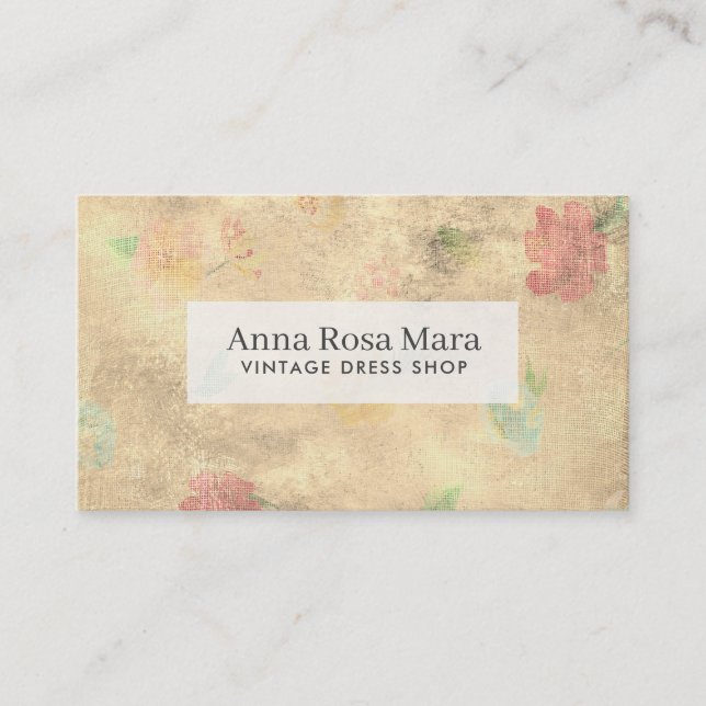 Cartão De Visita Floral moderno do Victorian do Grunge do vintage (Frente)