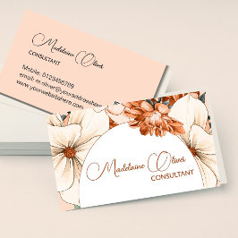 Cartão De Visita Floral Moderno Elegante Feminina Código QR Dourado