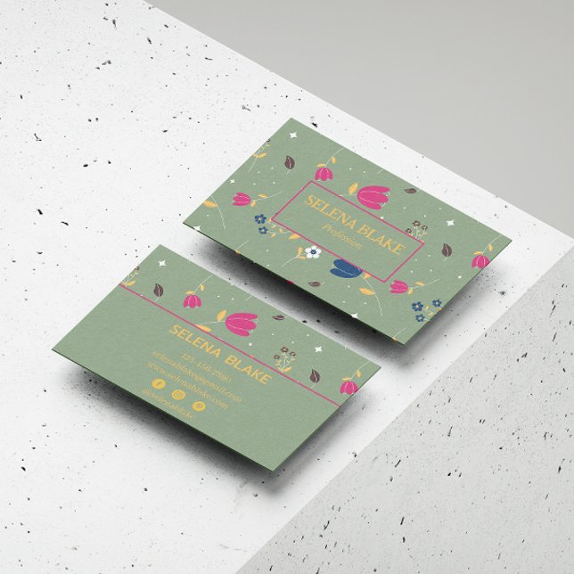 Cartão De Visita Floral Moderno Elegante | Profissional e tendência (Criador carregado)