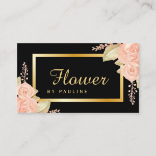 Cartão de visita floral na moda da folha Dourado