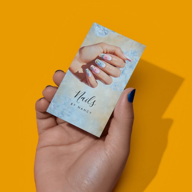 Cartão De Visita Floral Nail Art Pastel  (Criador carregado)