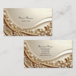 Cartão de Visita Floral Ornado Elegante Dourado