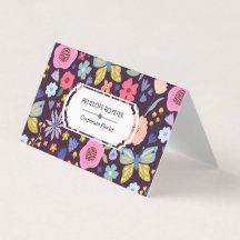 Cartão de Visita Floral Padrão Ameixa Escura & Mau