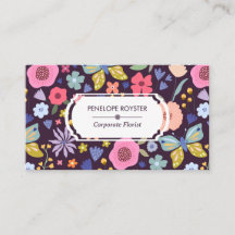 Cartão de Visita Floral Padrão Ameixa Escura & Mau