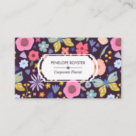 Cartão De Visita Floral Pattern Dark Plum & Mauve Business Card