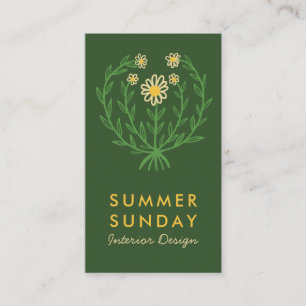 Cartão De Visita Floral PERSONALIZADO do Logotipo Moderno Daisy Flo