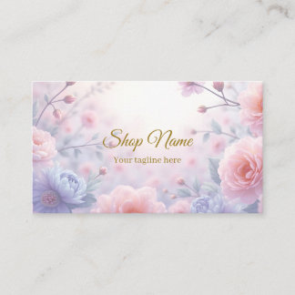 Cartão De Visita Floral Pink Blue Pastel Flower Dreamy Illustration
