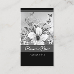 Cartão de visita floral preto & branco 2