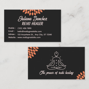 Cartão de Visita Floral Preto Branco Mandala Reiki